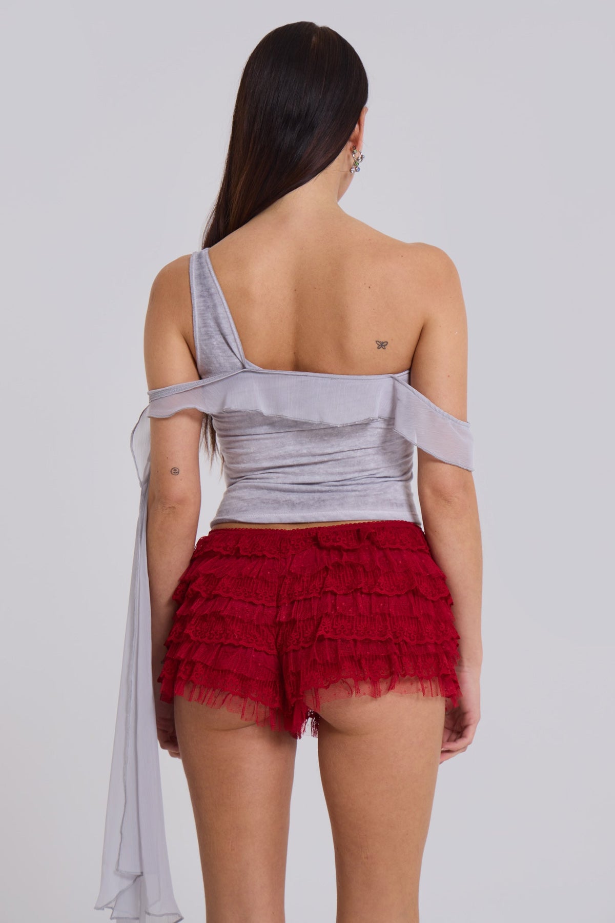 Shorts culotte Scarlet Rhea de encaje rojos
