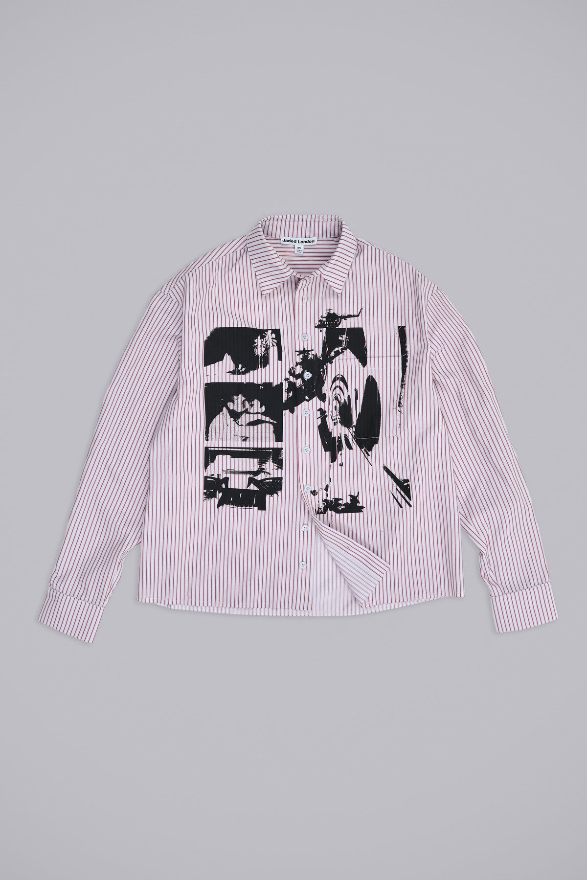 Overprint Cropped Button-Up Shirt