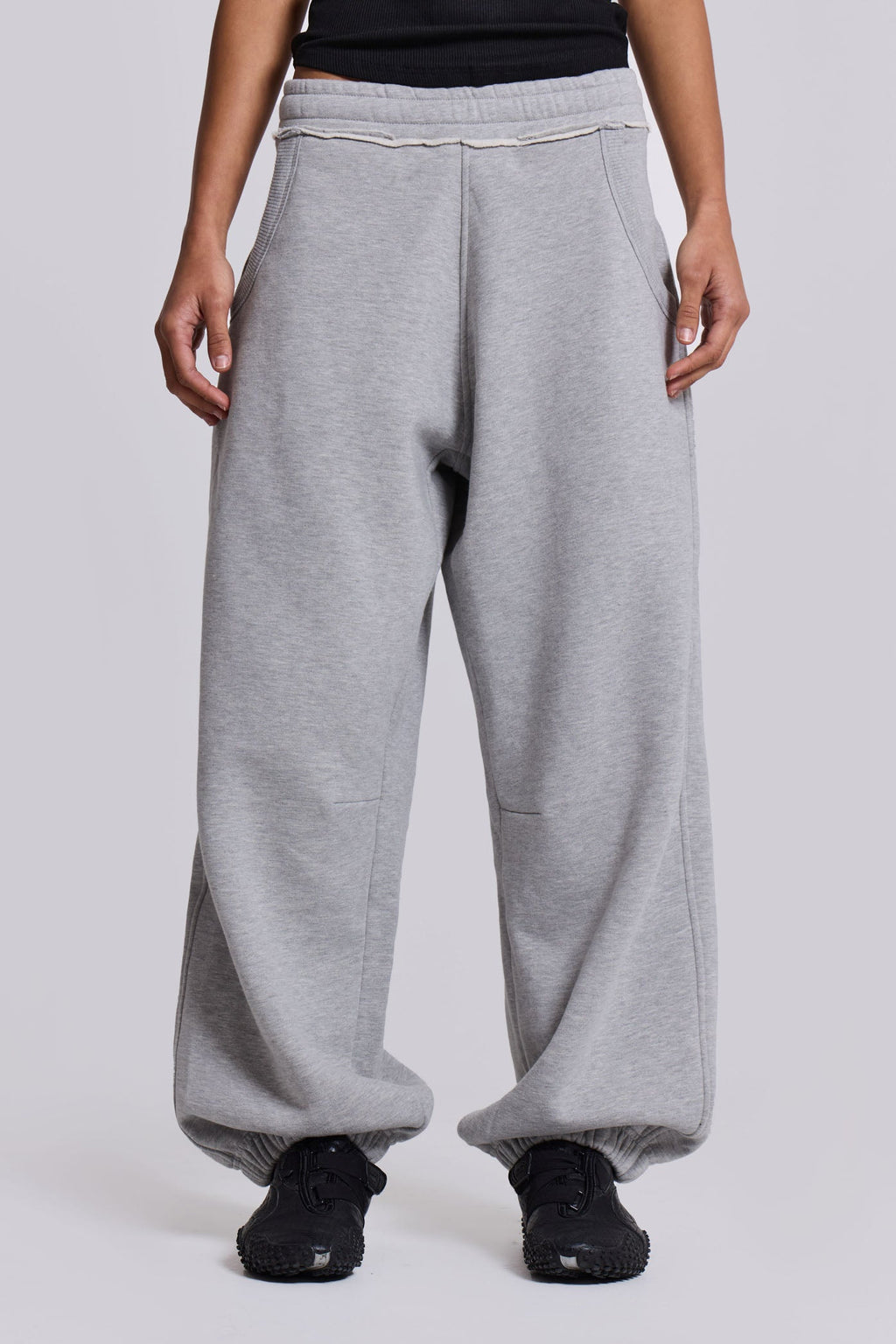 Grey Marl Cuffed Baggy Monster Joggers