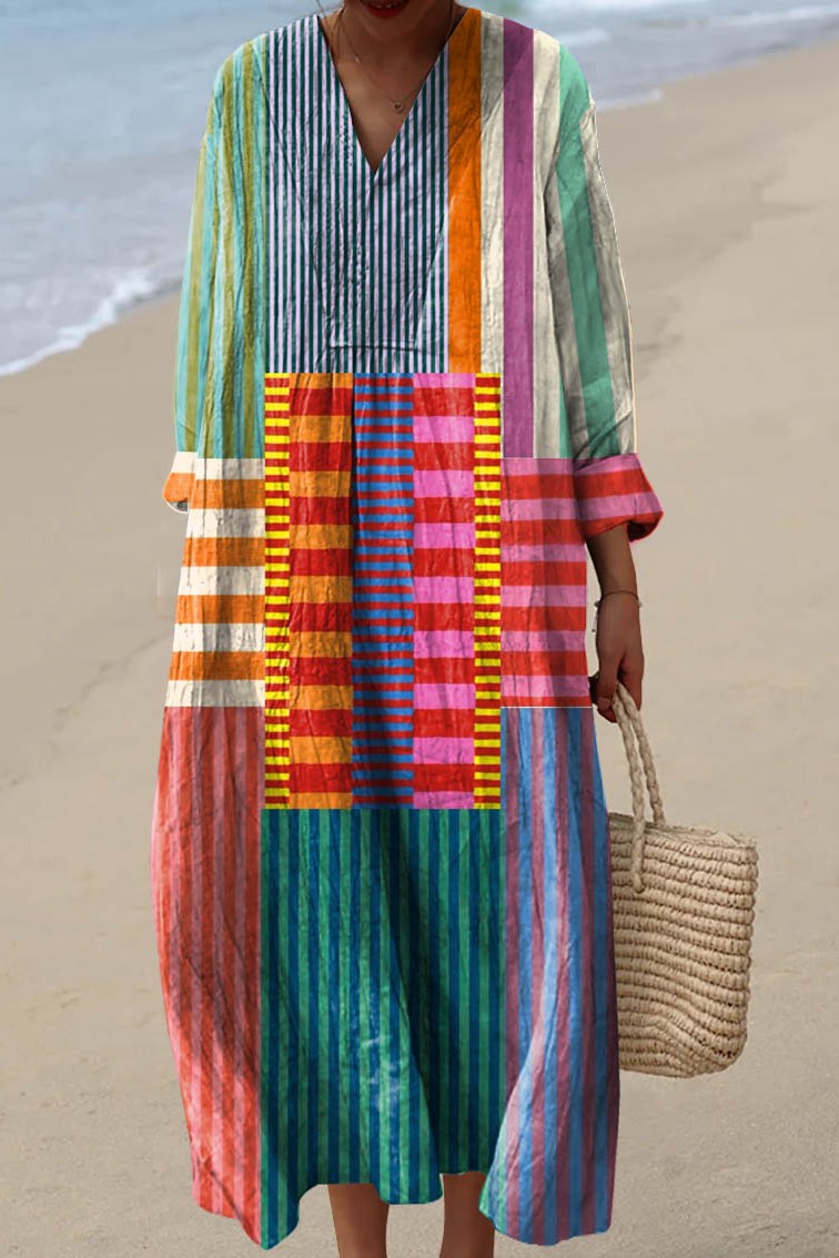 Ava | Vestido con bloques de color y escote en V