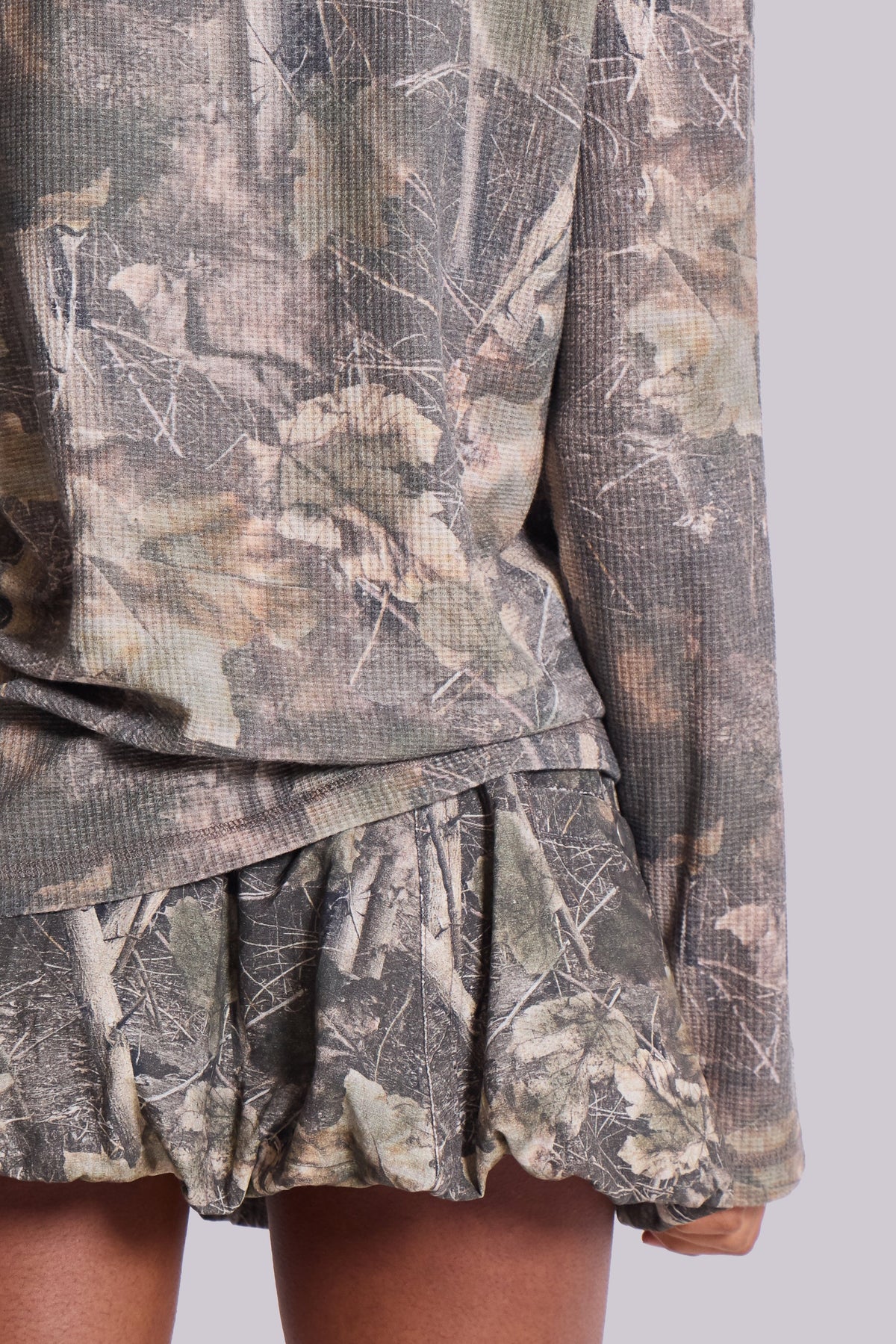 Top de manga larga Woodland de punto gofre camuflaje