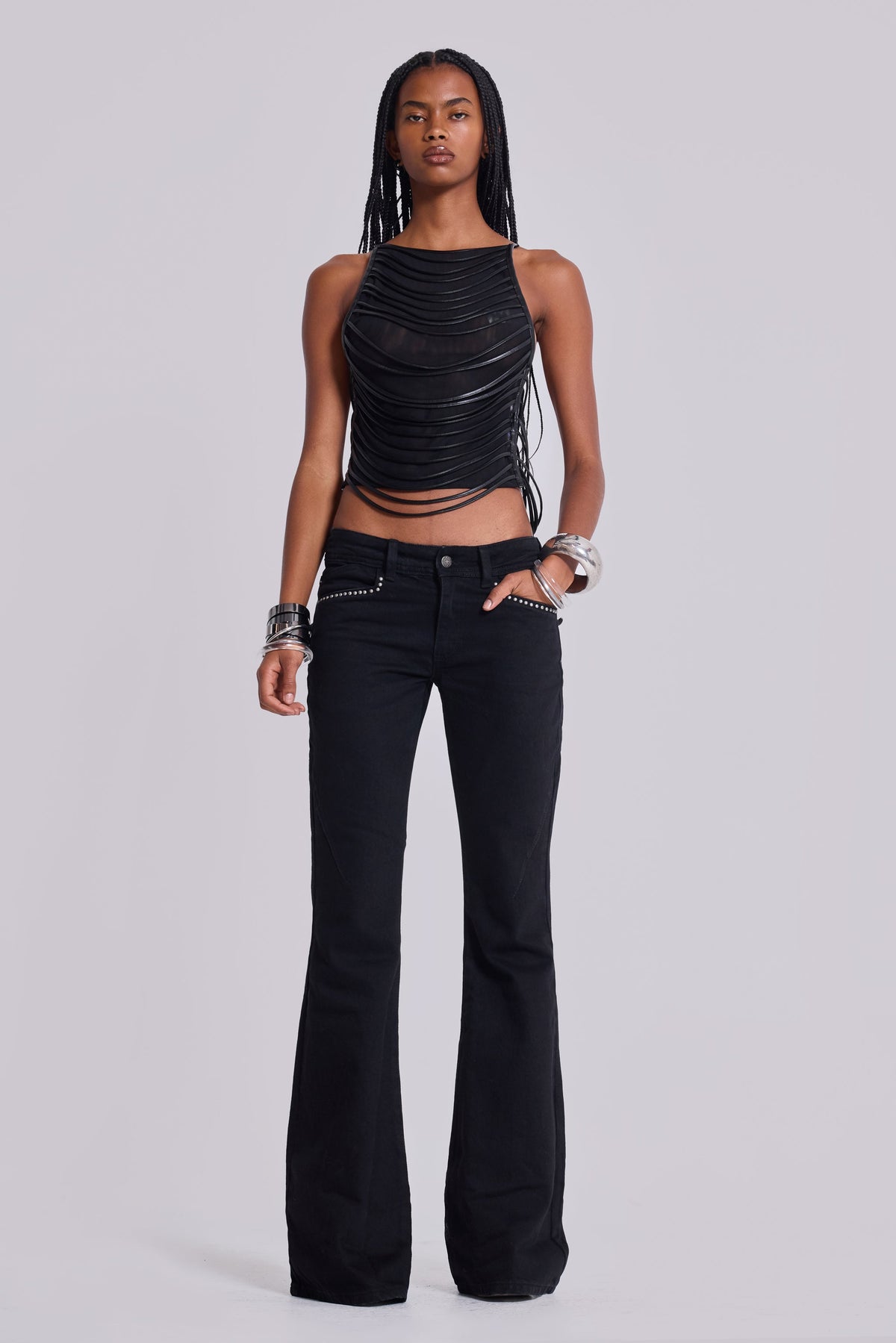 Vaqueros bootcut Jet Drift con tachuelas negros
