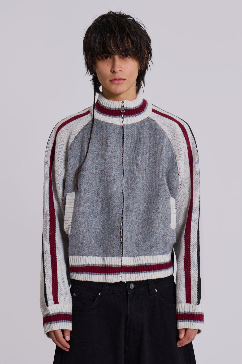 Grey Team 85 Knitted Bomber Jacket