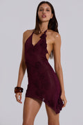 Minivestido Alira de Punto con Flores y Escote Halter