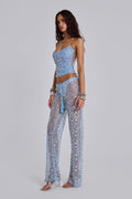 Deva Sequin Knit Trousers in Sky
