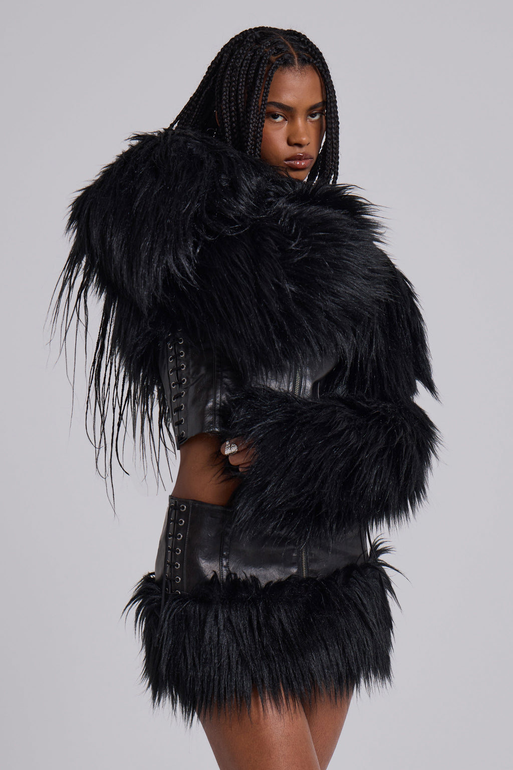 Viera Faux Fur and Leather Jacket