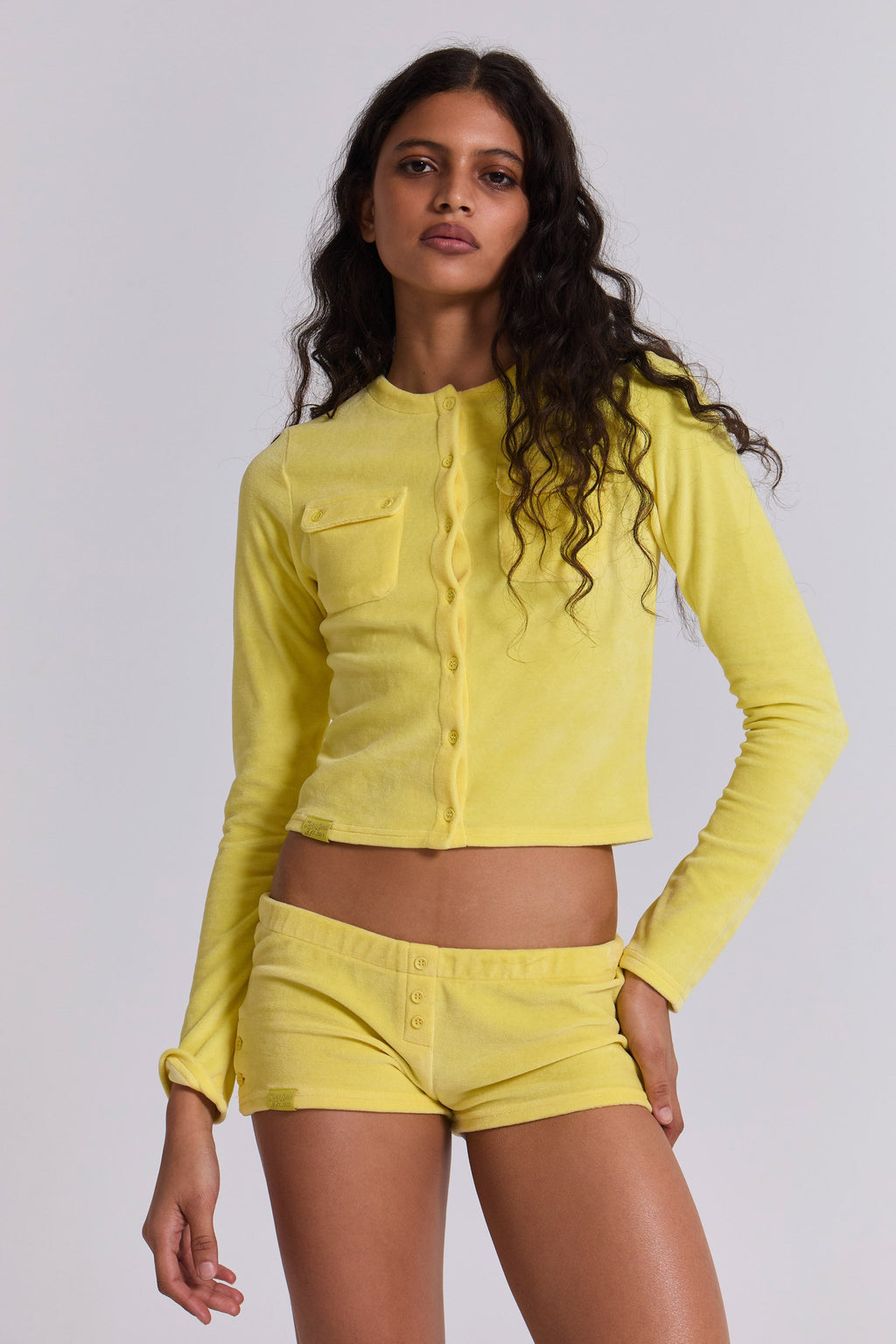 Lemon Velour Cardigan