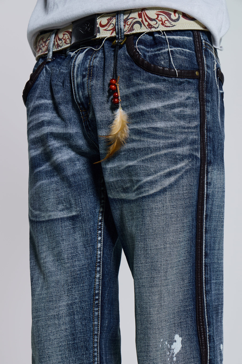 Vintage Blue Feather Drift Bootcut Jeans