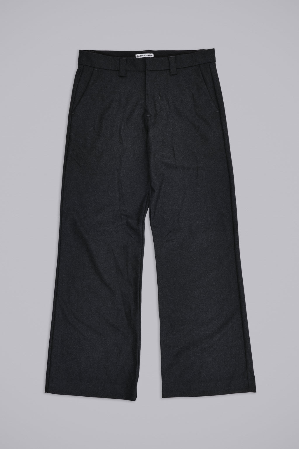 Charcoal Stacked Straight Suit Pants