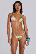 Melona Raw Edge Bikini Top in Lime