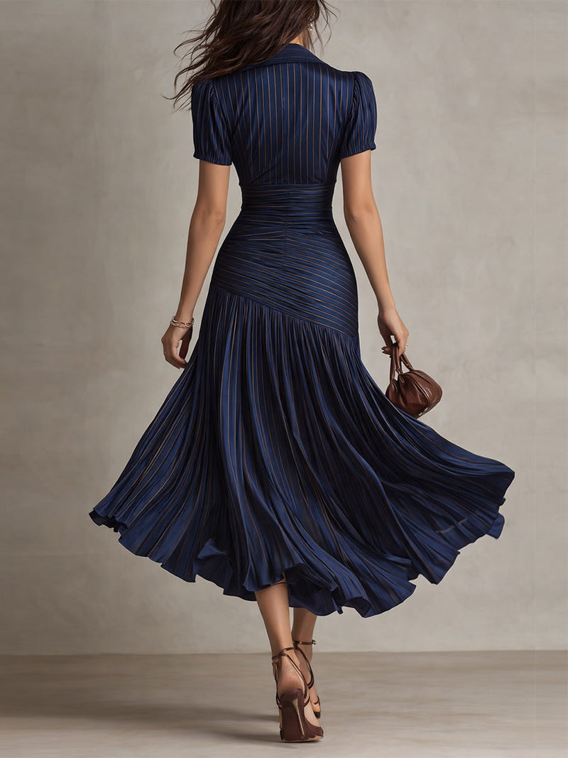 Lucía | Vestido midi plisado de rayas