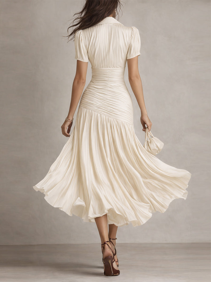 Lucía | Vestido midi plisado de rayas