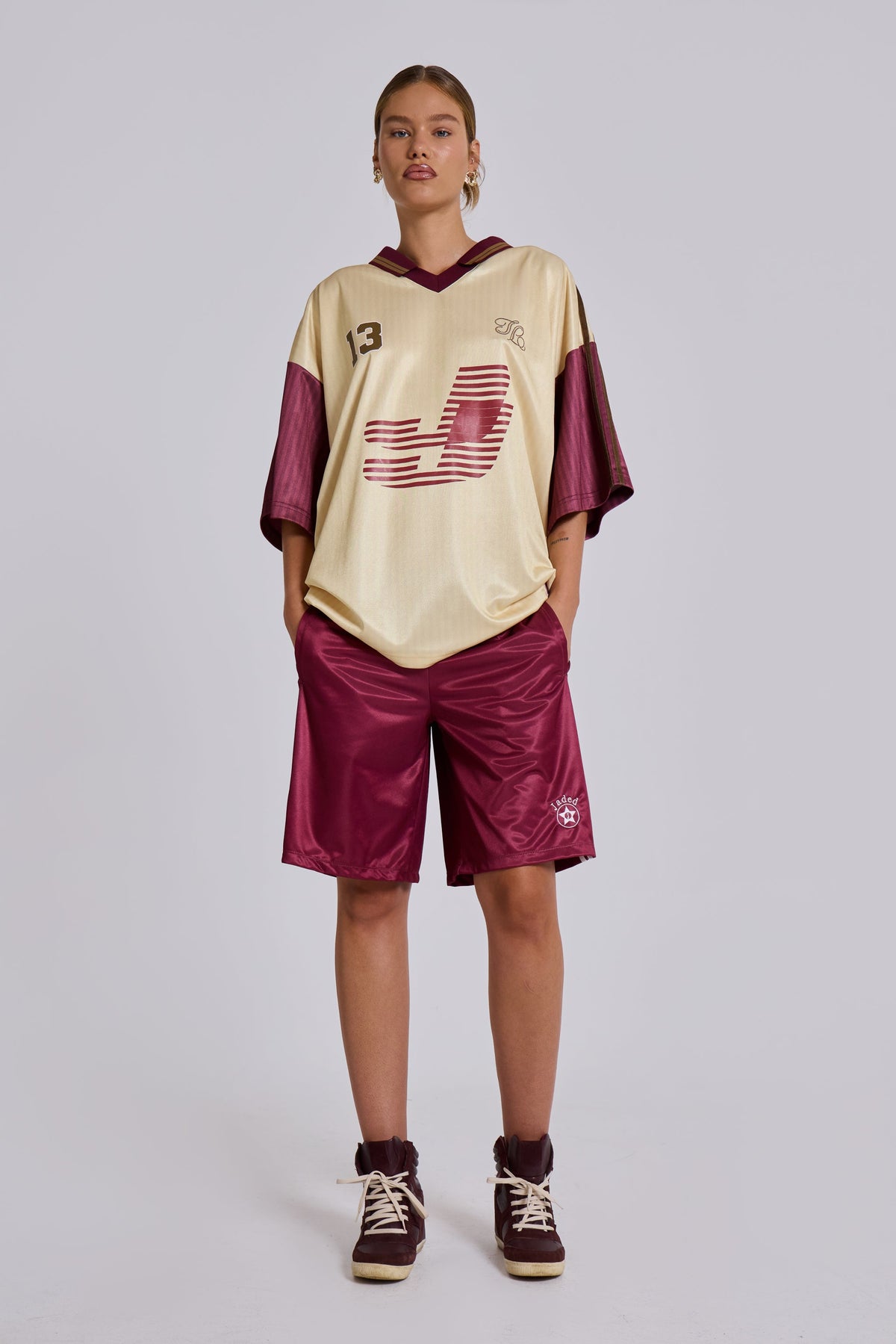 Shorts de fútbol Alyx largos burdeos