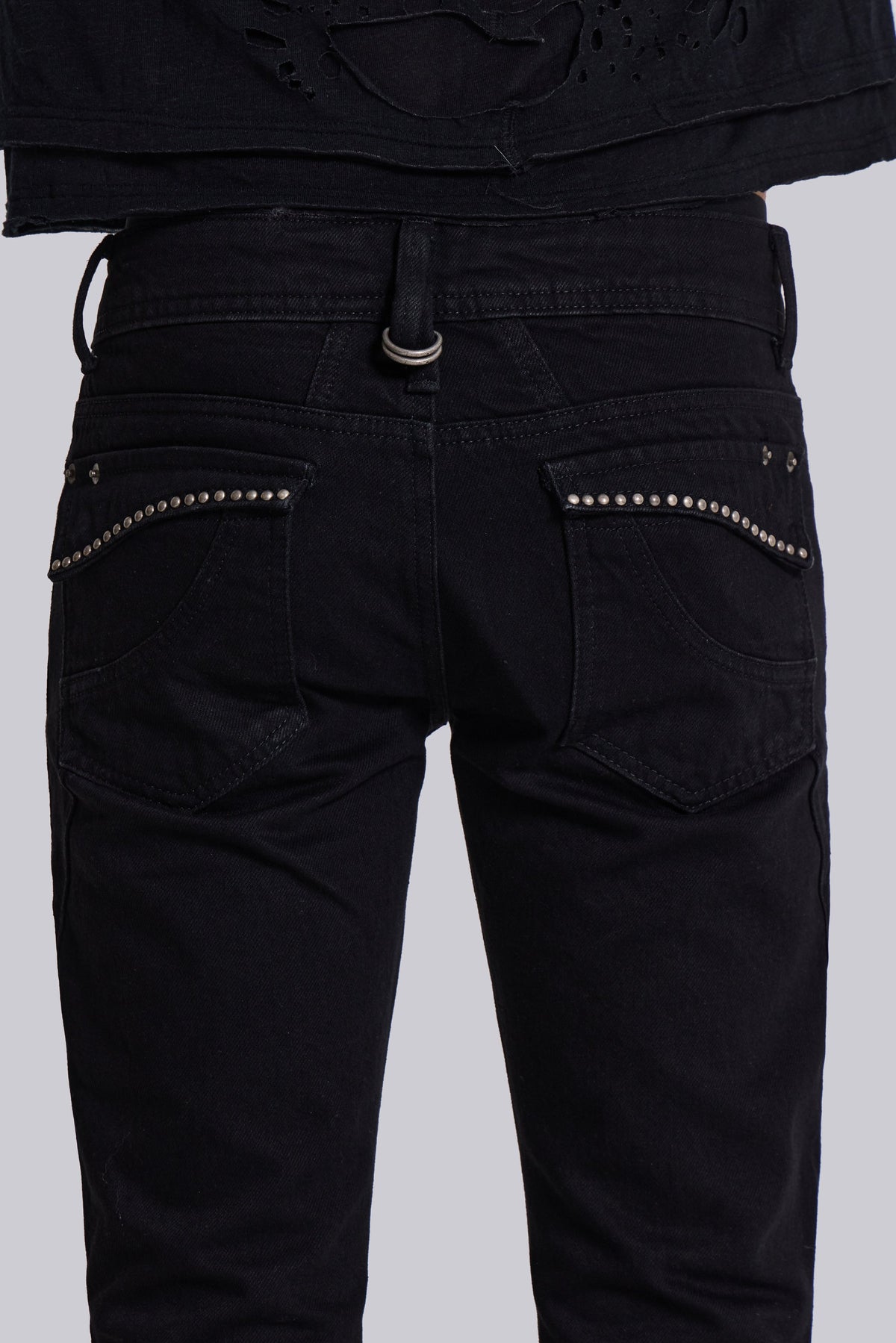 Jet Black Studded Drift Bootcut Jeans