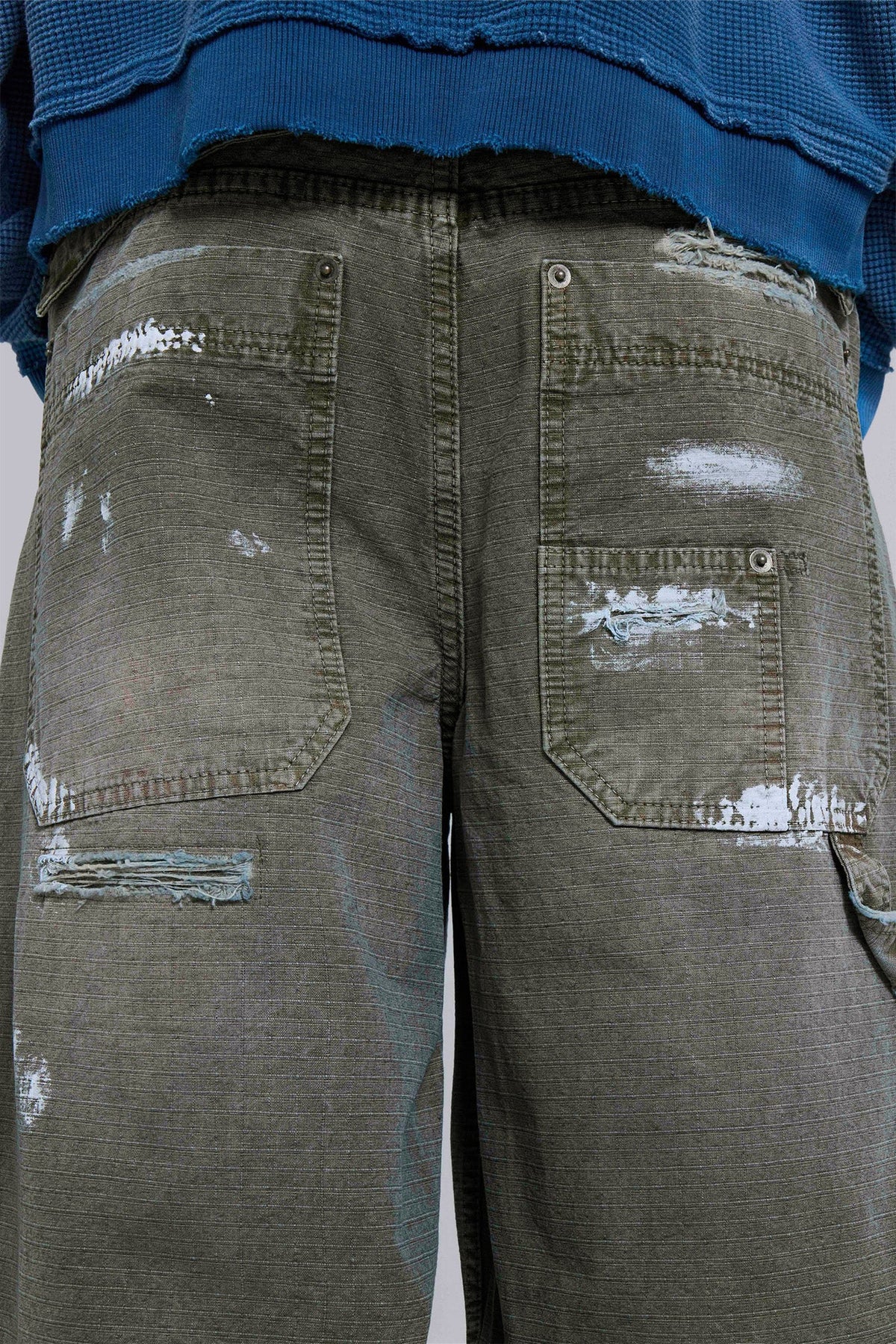 Painted Khaki Ripstop Carpenter Jeans