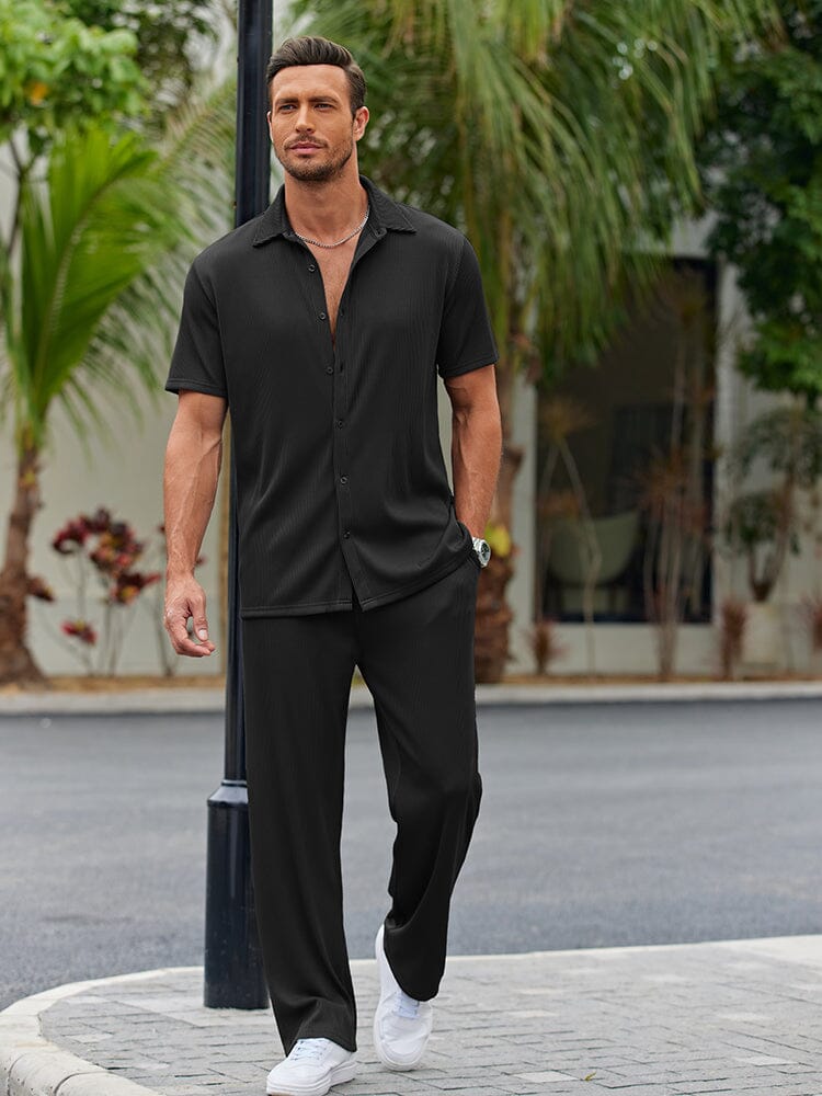 Malibu | Elegante conjunto de dos piezas a rayas de corte holgado