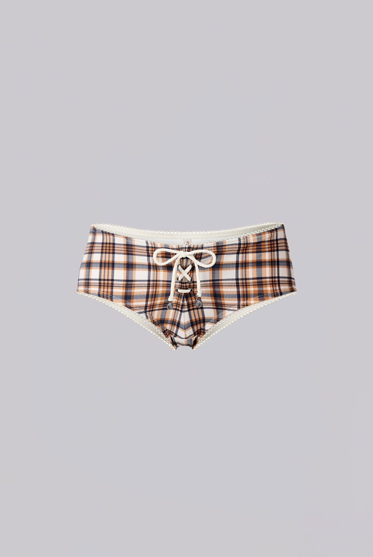 Freda Brown Checked In Bikini Hot Pants