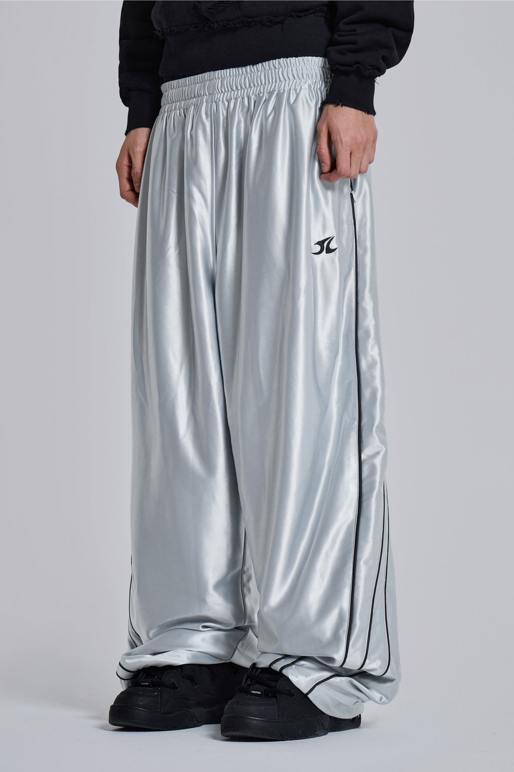 Silver Metallic Vapor Joggers