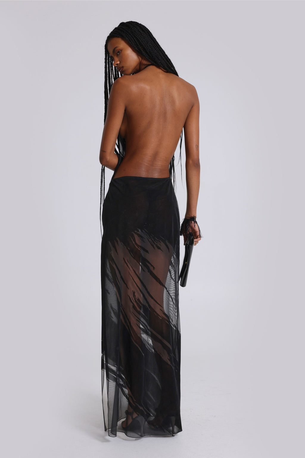 Norelle Flocked Backless Maxi Dress