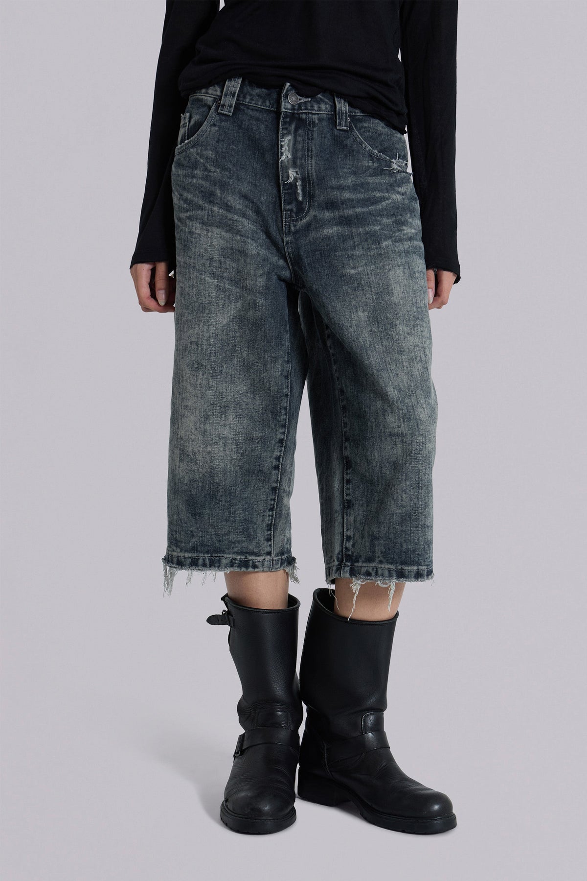Bermudas vaqueras Nia Slim Leg desgastadas
