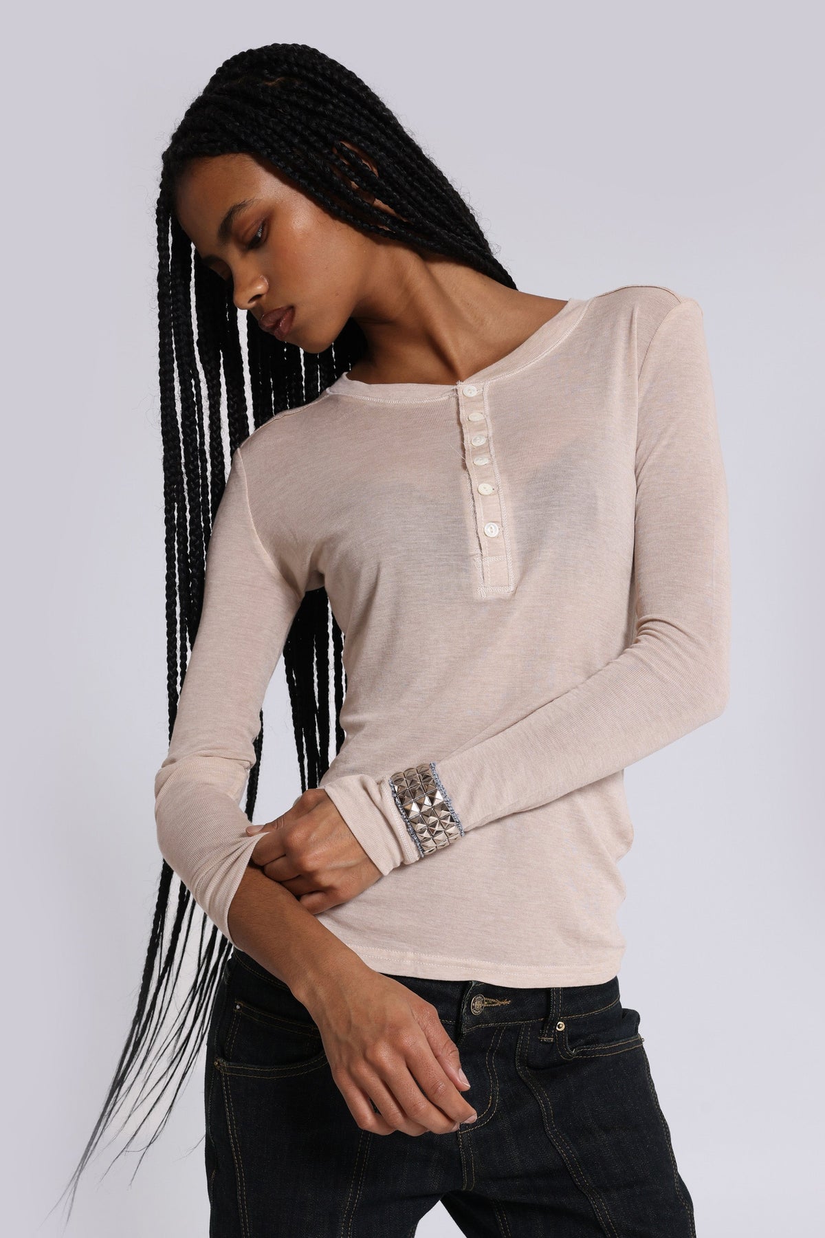 Oatmeal Haze Henley Top
