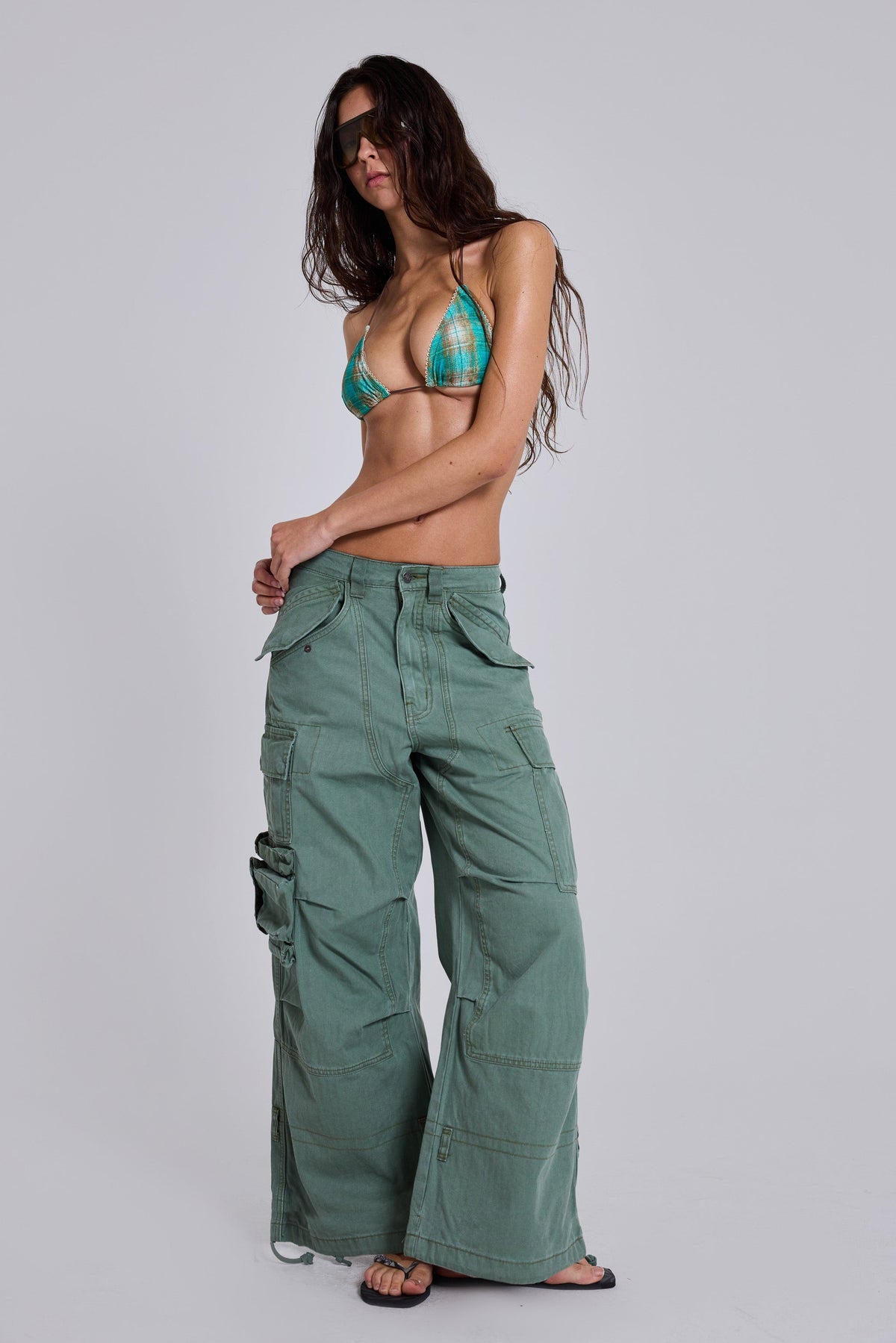Freda Check Triangle Bikini Top