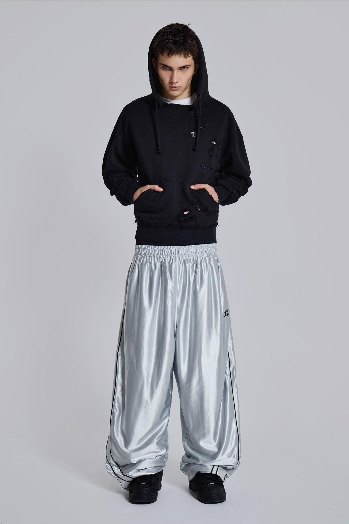 Silver Metallic Vapor Joggers