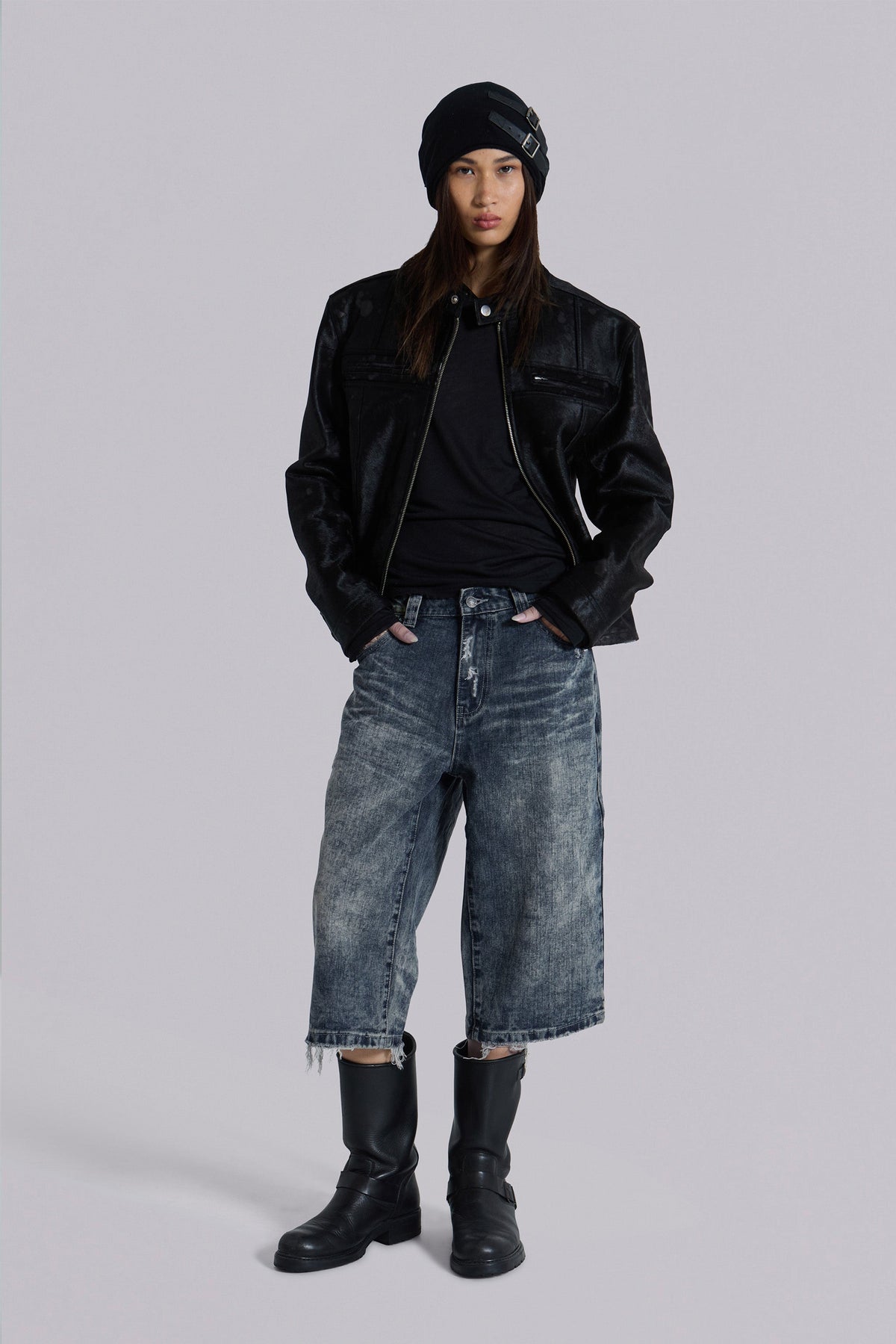 Bermudas vaqueras Nia Slim Leg desgastadas