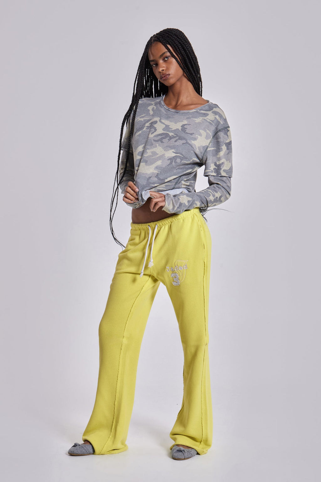 Cleo Slouchy Bootcut Jogger in Neon