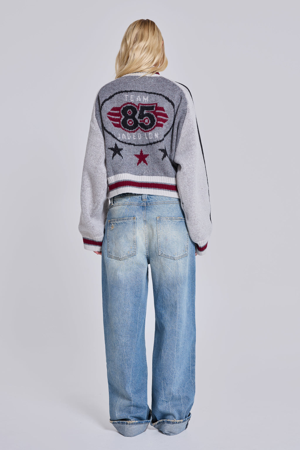 Grey Team 85 Knitted Bomber Jacket