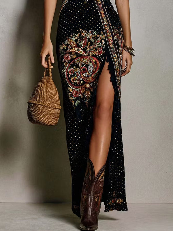 Bohemia | Vestido largo estampado con escote en V