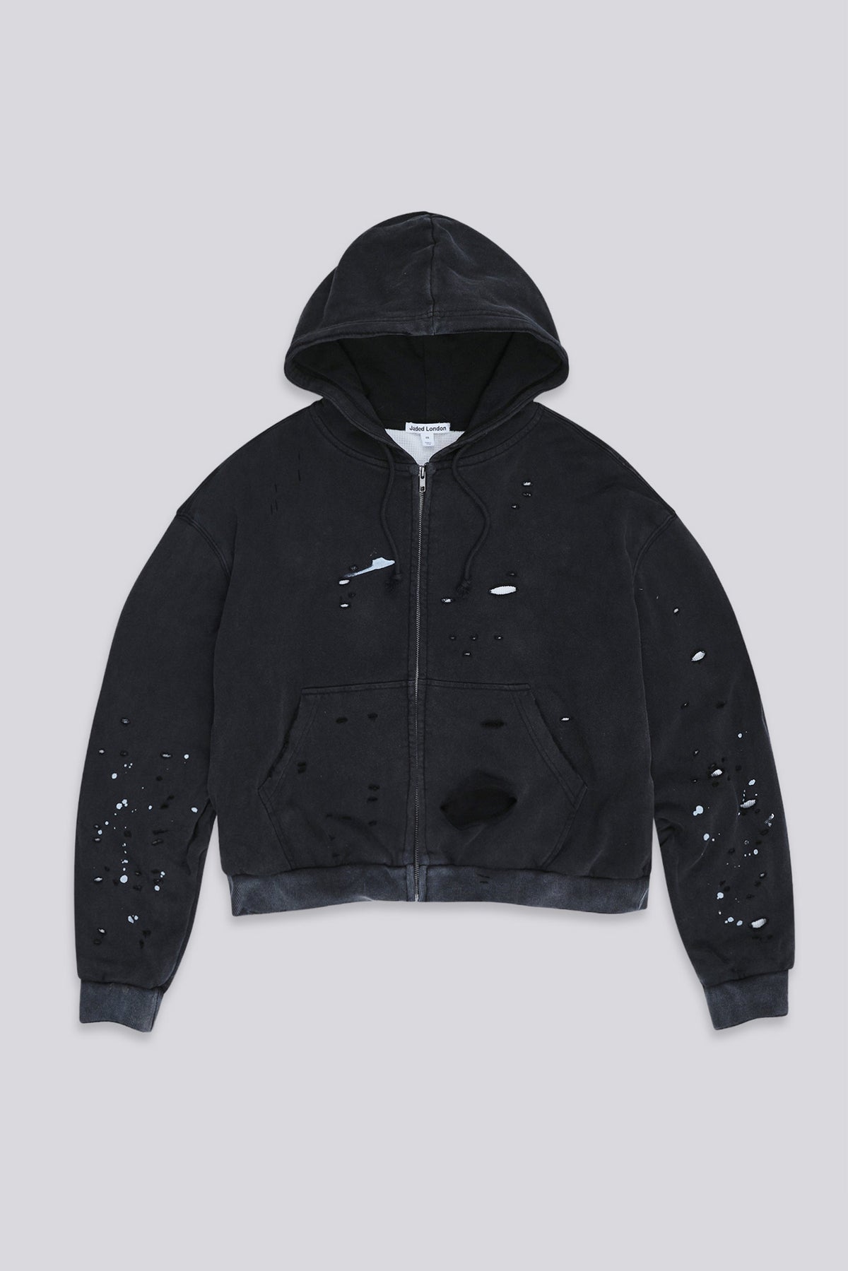 Sun Faded Waffle Zip Hoodie – Negro Lavado