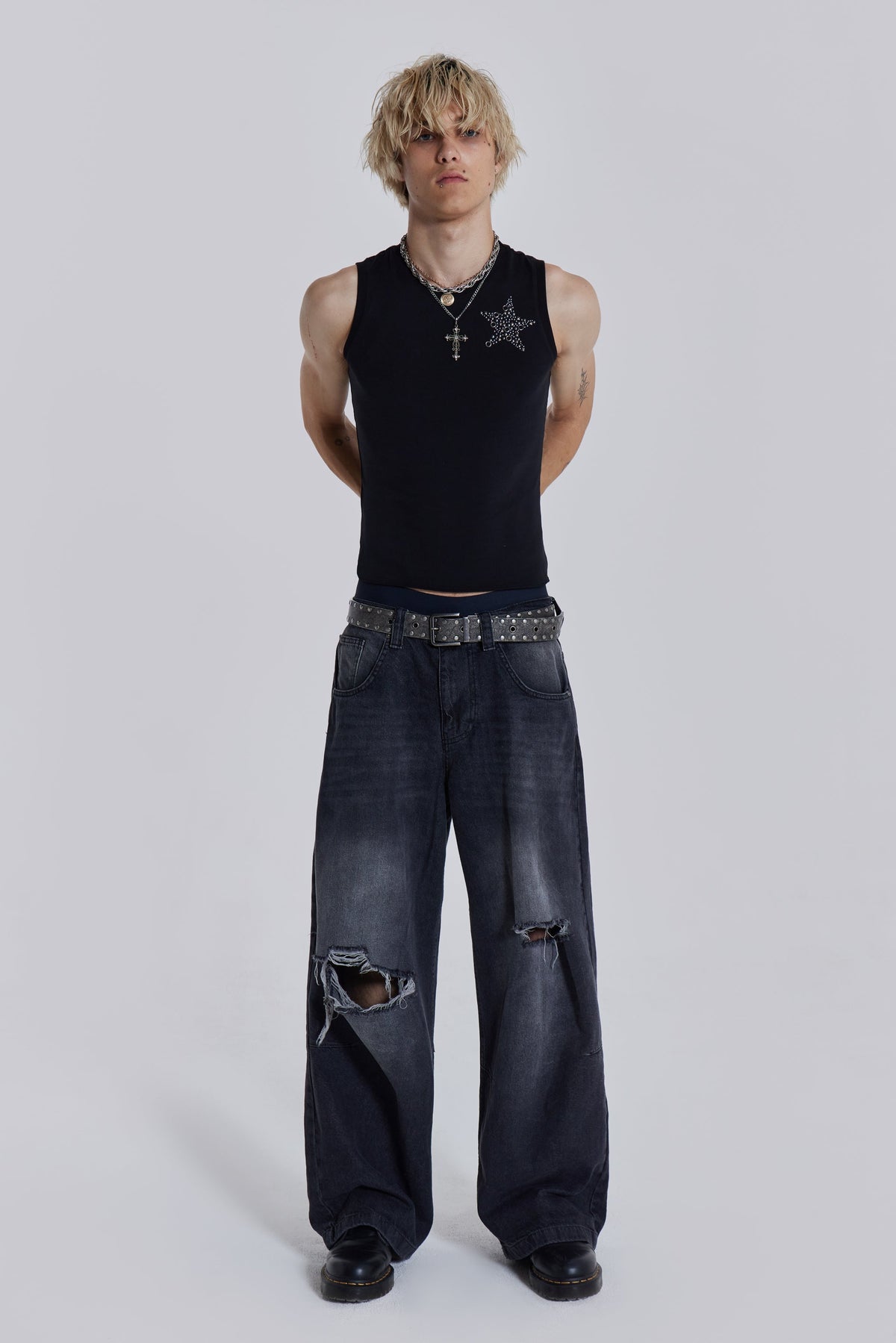 Washed Black Busted Colossus Baggy Jeans