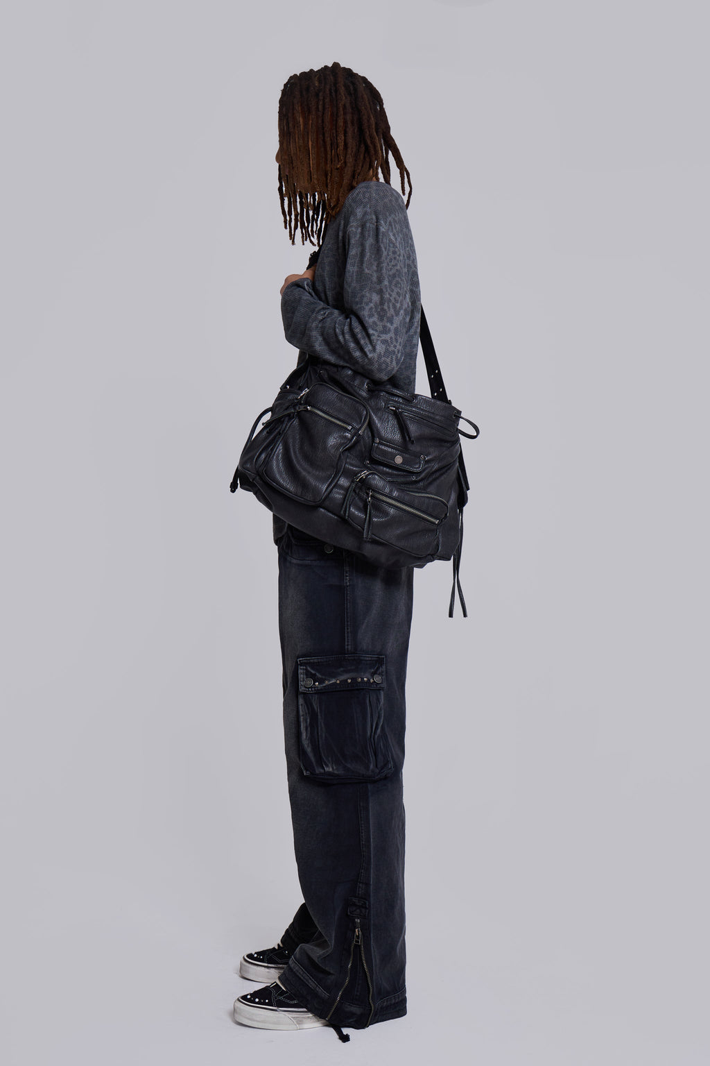 Faux Leather Utility Satchel