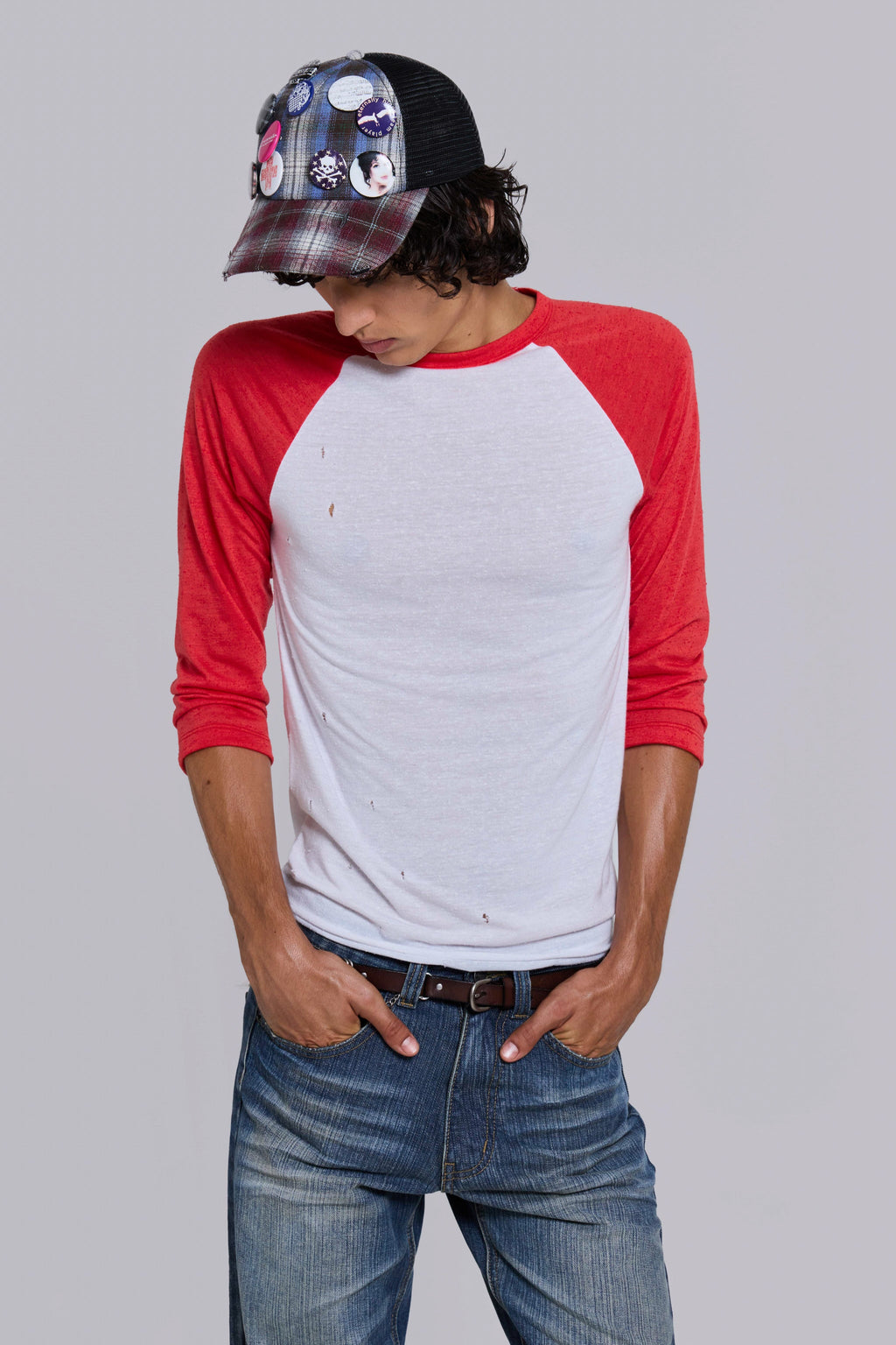Badge Mixed Check Cap