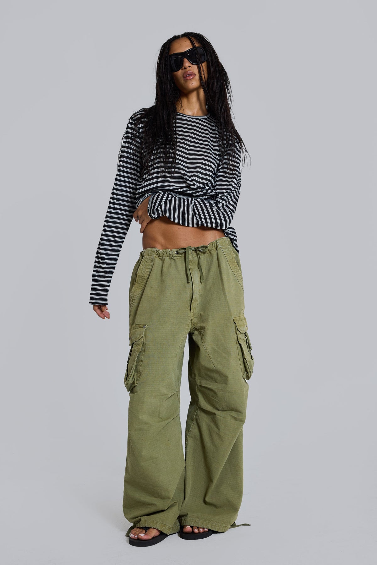Olive XL Parachute Cargo Pants