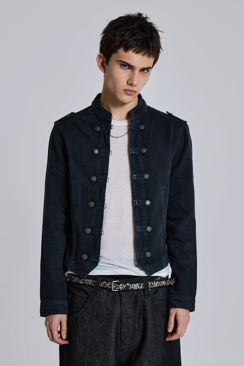 Rebel Military Jacket in Washed Black