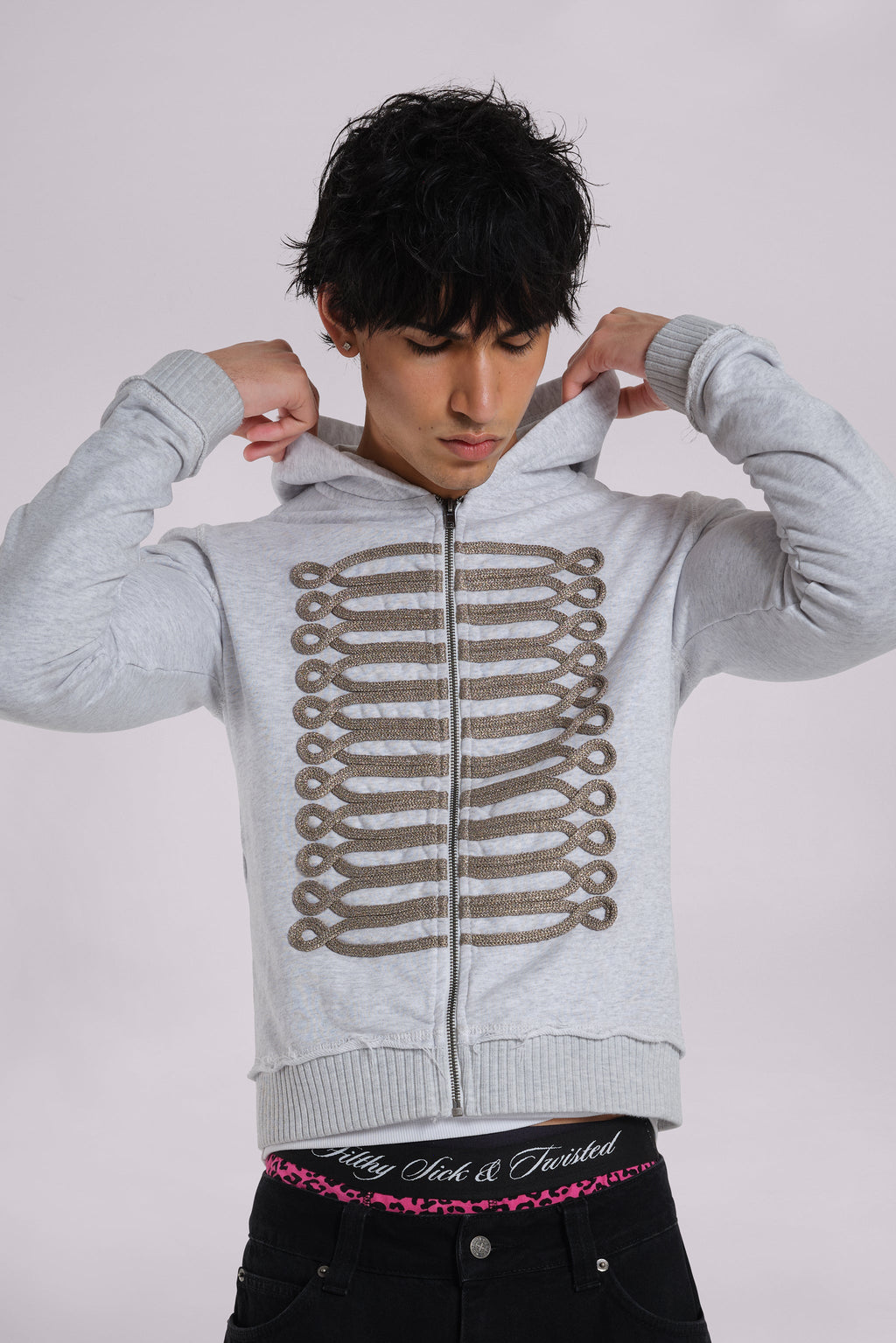 Grey Marl Military Monster Hoodie