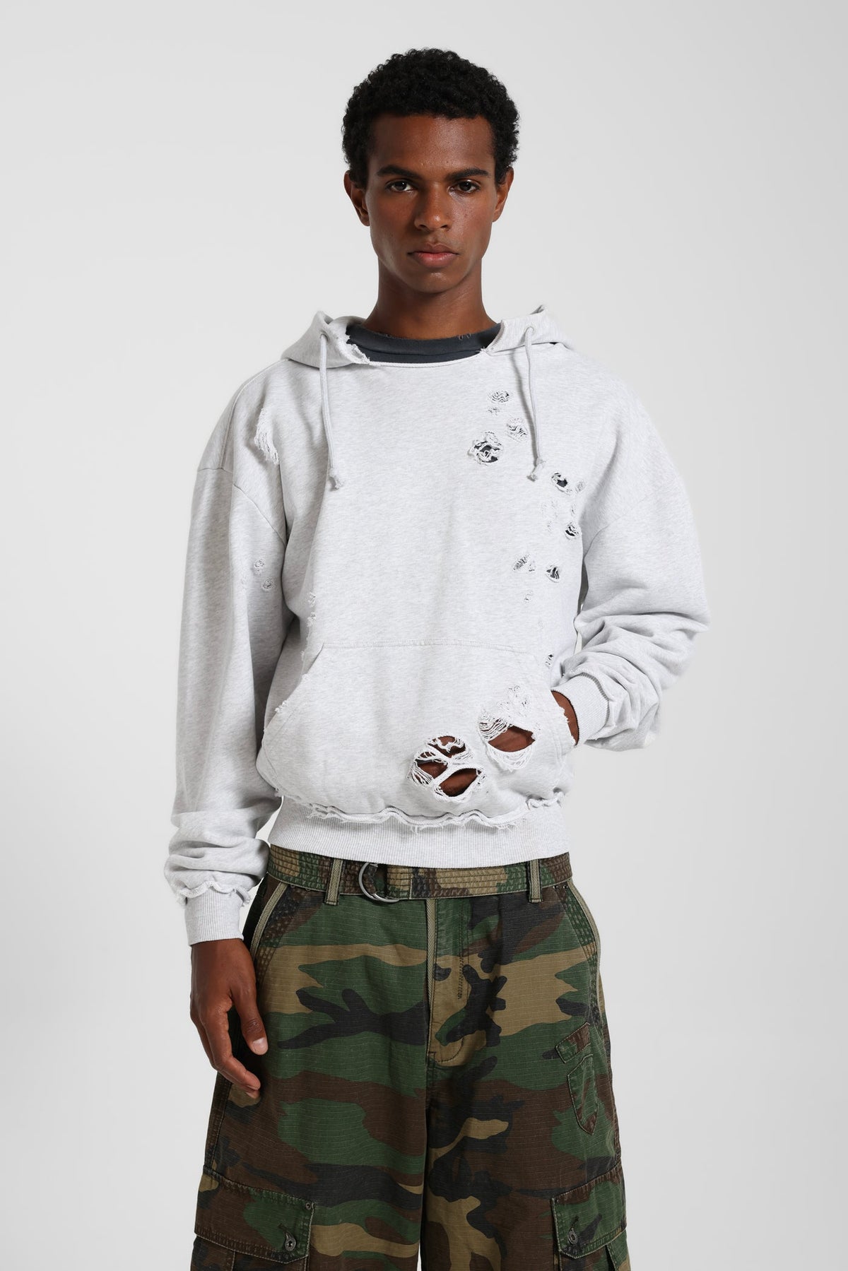 Sudadera Oversize Bitten – Gris Jaspeado.