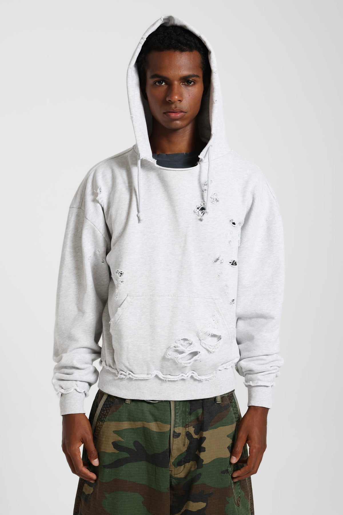 Sudadera Oversize Bitten – Gris Jaspeado.