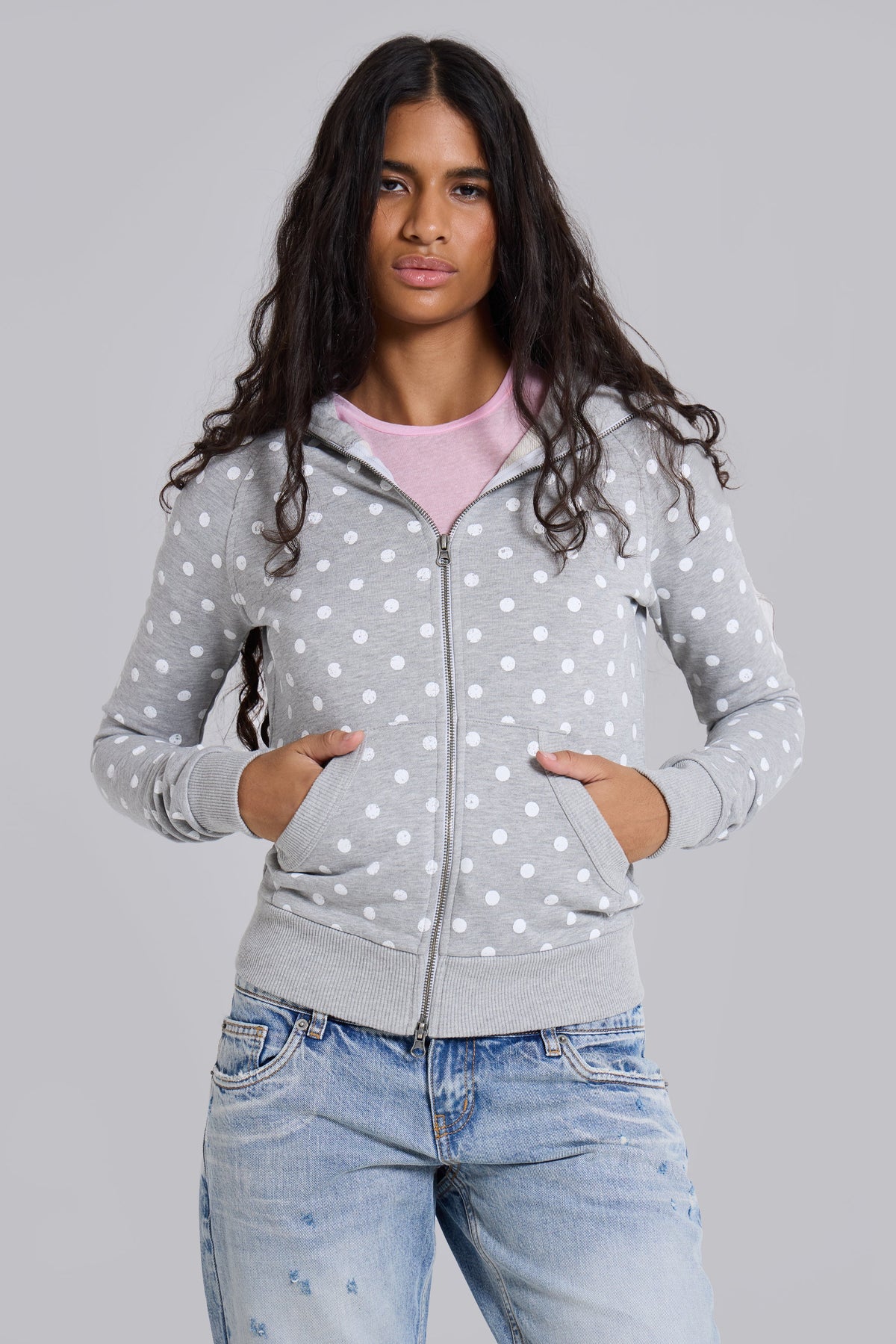 Grey Polkadot Hoodie