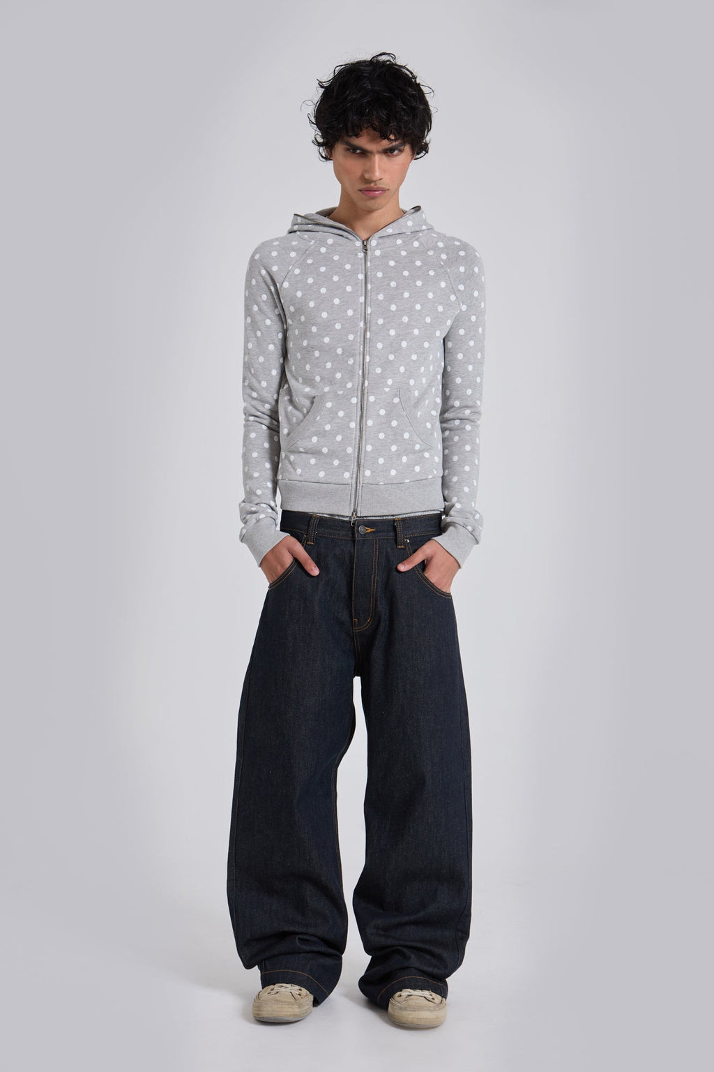 Grey Polkadot Hoodie