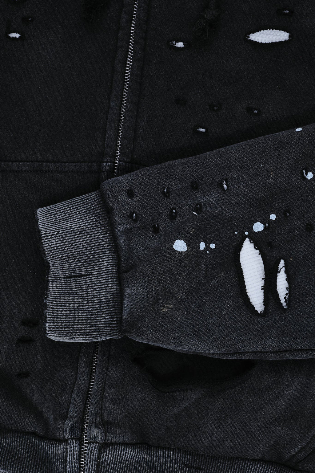 Sun Faded Waffle Zip Hoodie – Negro Lavado