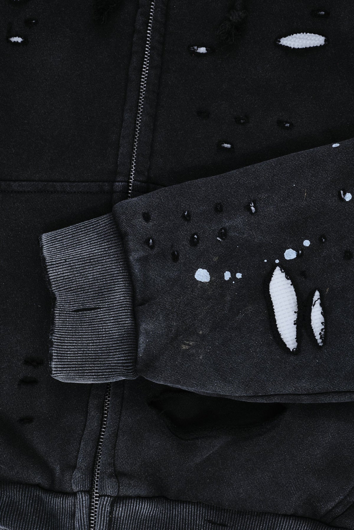 Sun Faded Waffle Zip Hoodie – Negro Lavado