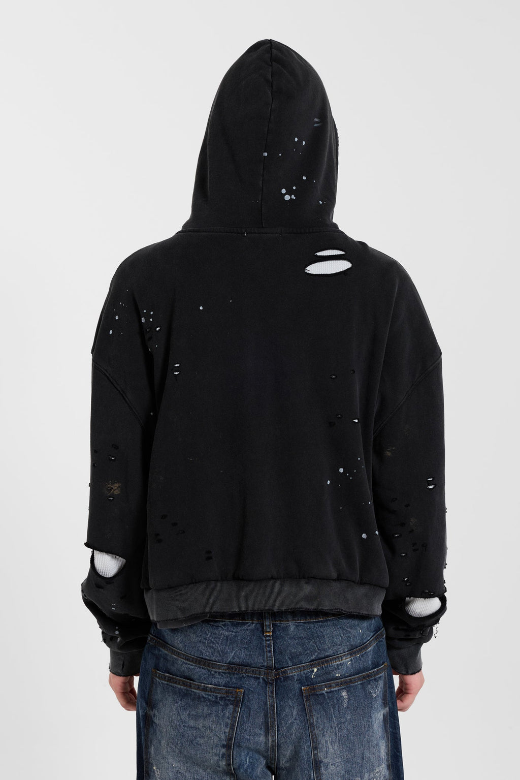 Sun Faded Waffle Zip Hoodie – Negro Lavado