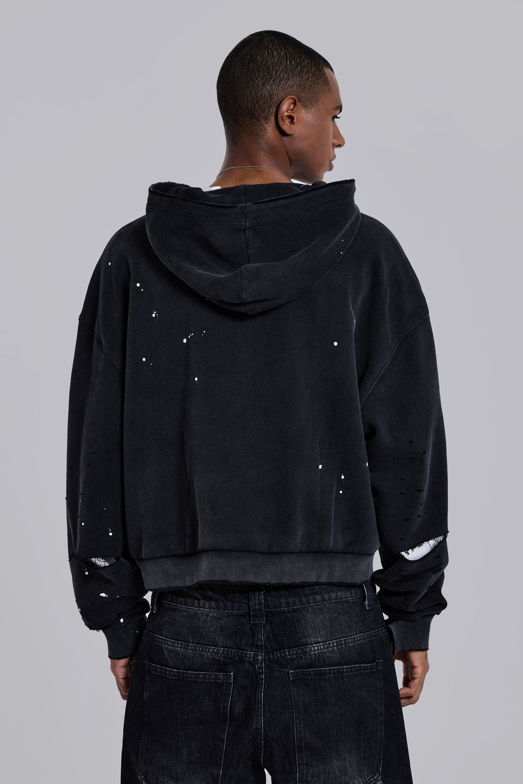 Sun Faded Waffle Zip Hoodie – Negro Lavado