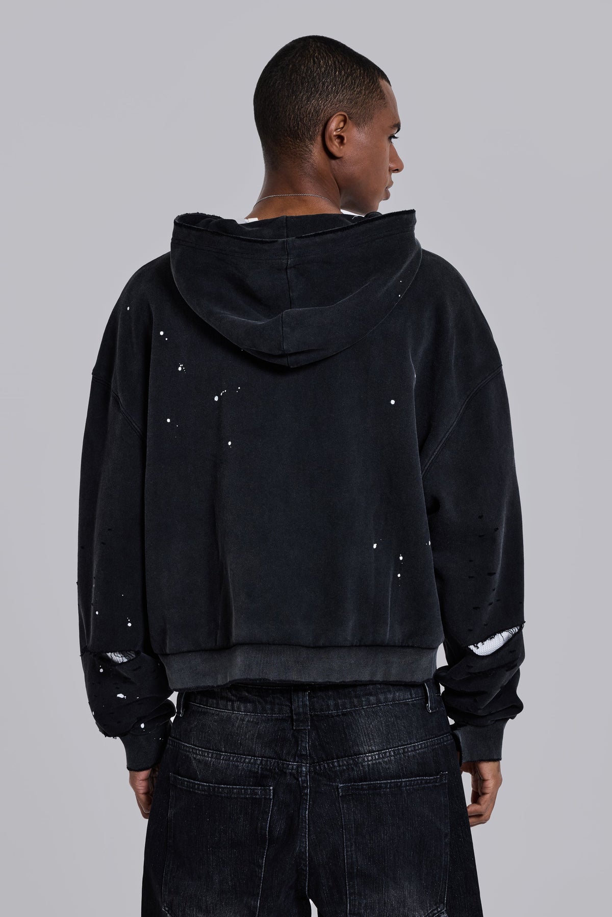 Sun Faded Waffle Zip Hoodie – Negro Lavado