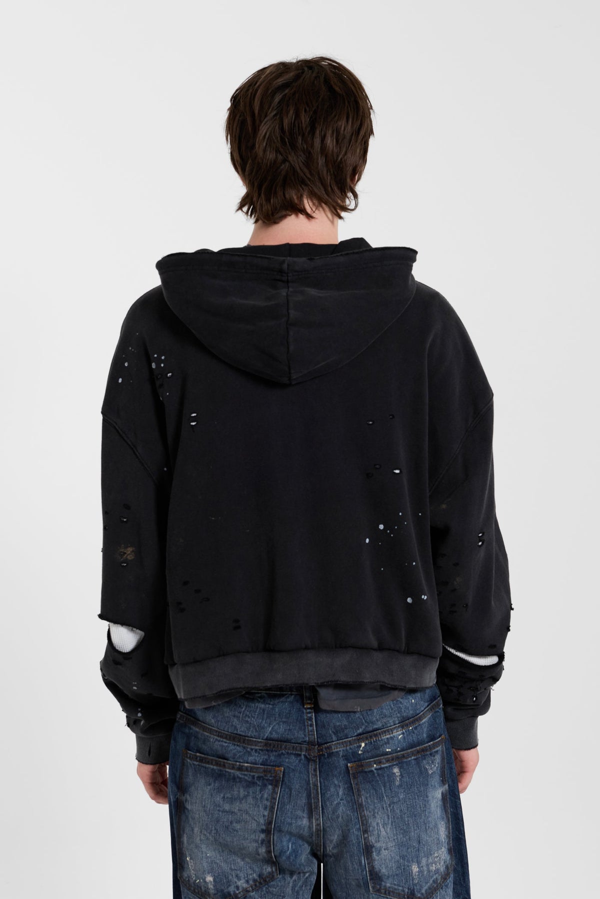 Sun Faded Waffle Zip Hoodie – Negro Lavado