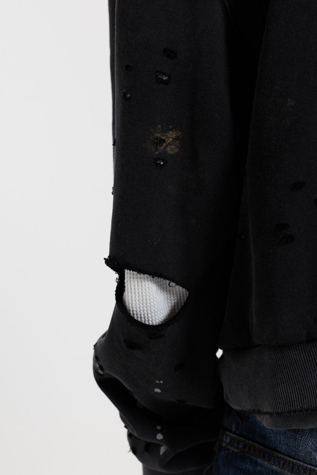 Sun Faded Waffle Zip Hoodie – Negro Lavado