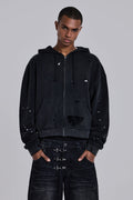 Sun Faded Waffle Zip Hoodie – Negro Lavado